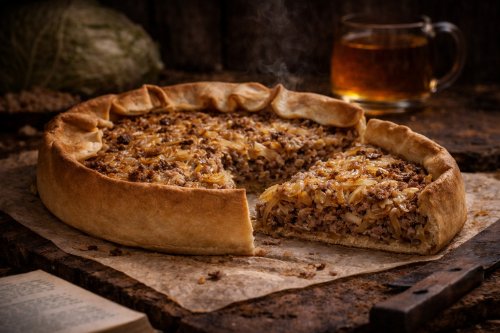 Пирог с капустой и говяжьим фаршем мини