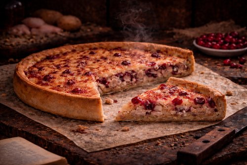 Пирог с индейкой и брусничным соусом мини