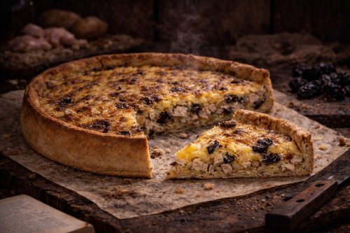 Пирог с индейкой черносливом и картофелем мини
