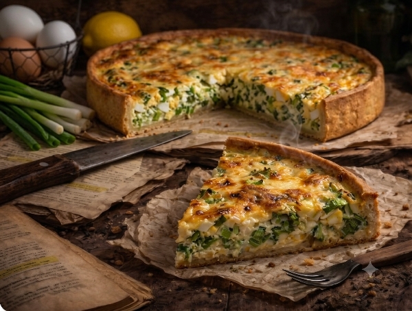 Пирог с зелёным луком и яйцом мини